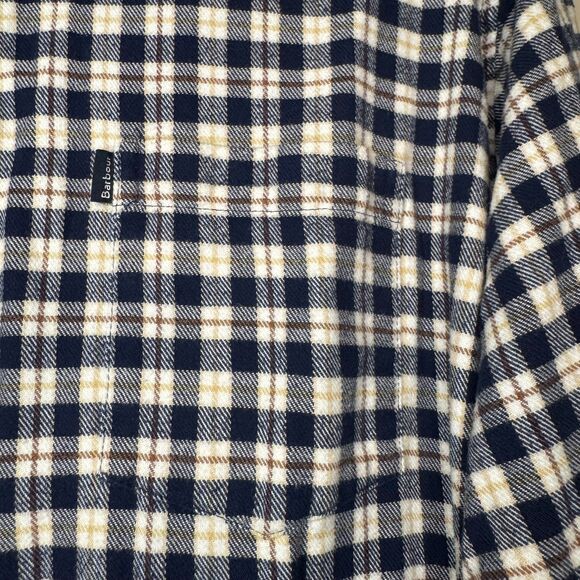 BARBOUR men's size large L Tailored Fit flannel plaid corduroy button shirt - Picture 6 of 12